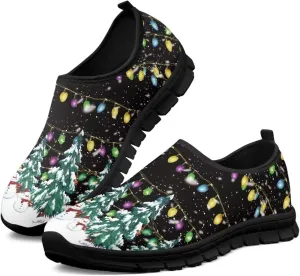 Christmas Sneakers for Women Casual Comfortable Lightweight Low-Top Slip-On Sneakers Breathable Outdoor Sport Walking Shoes for Teen Girls US 5.5-11.5