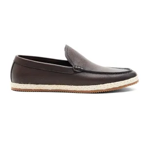 Coffee Signato Leather Moccasins