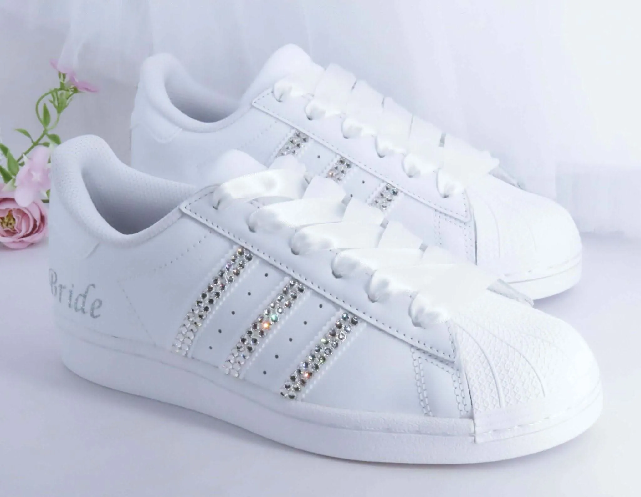Custom Crystal Personalised Wedding Adidas For Brides.