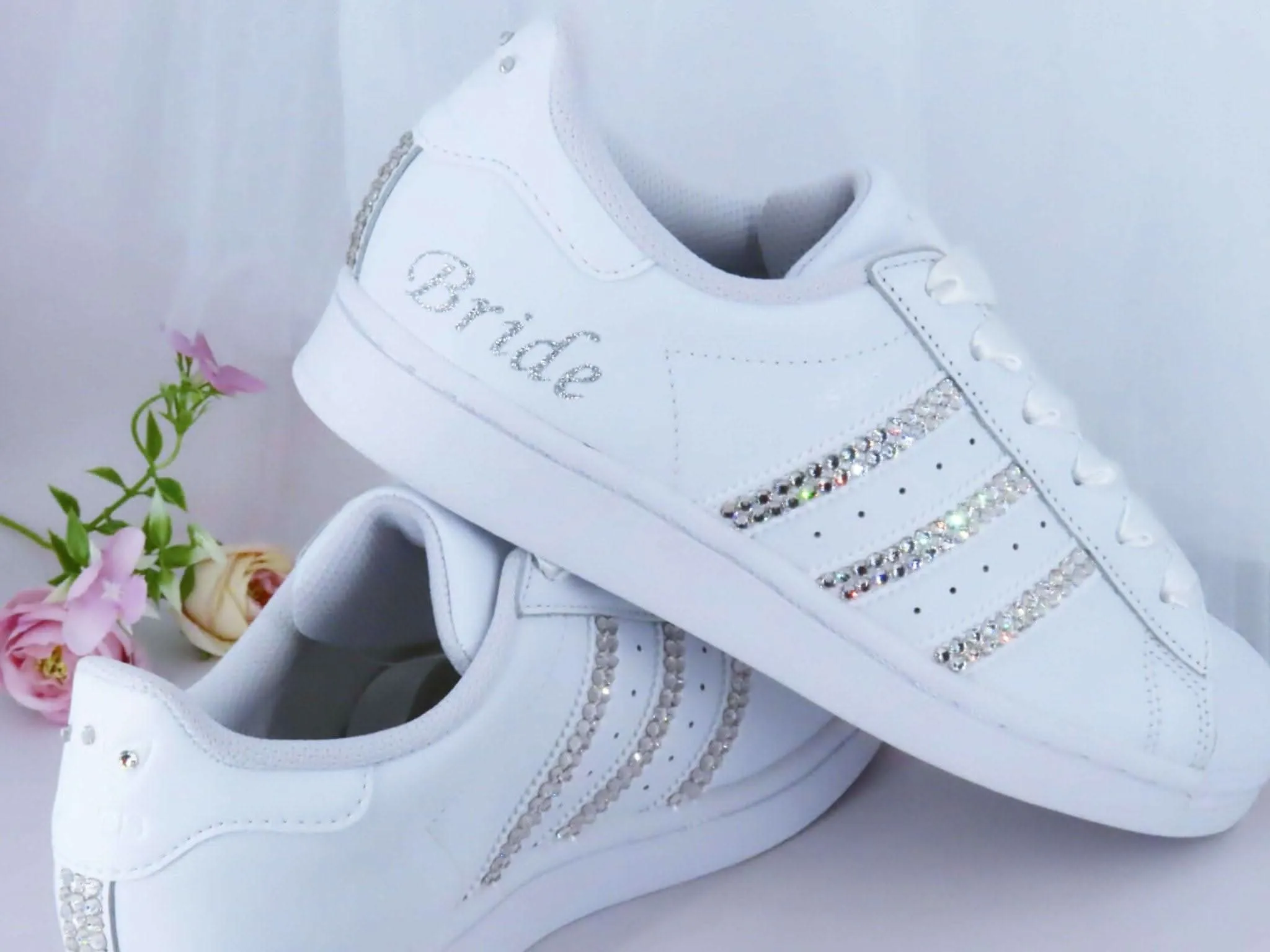 Custom Crystal Personalised Wedding Adidas For Brides.
