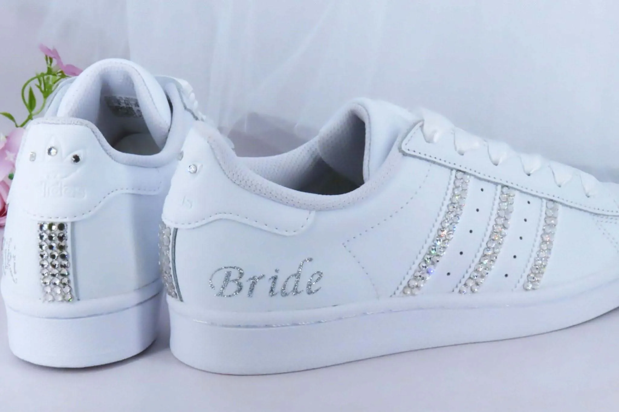 Custom Crystal Personalised Wedding Adidas For Brides.