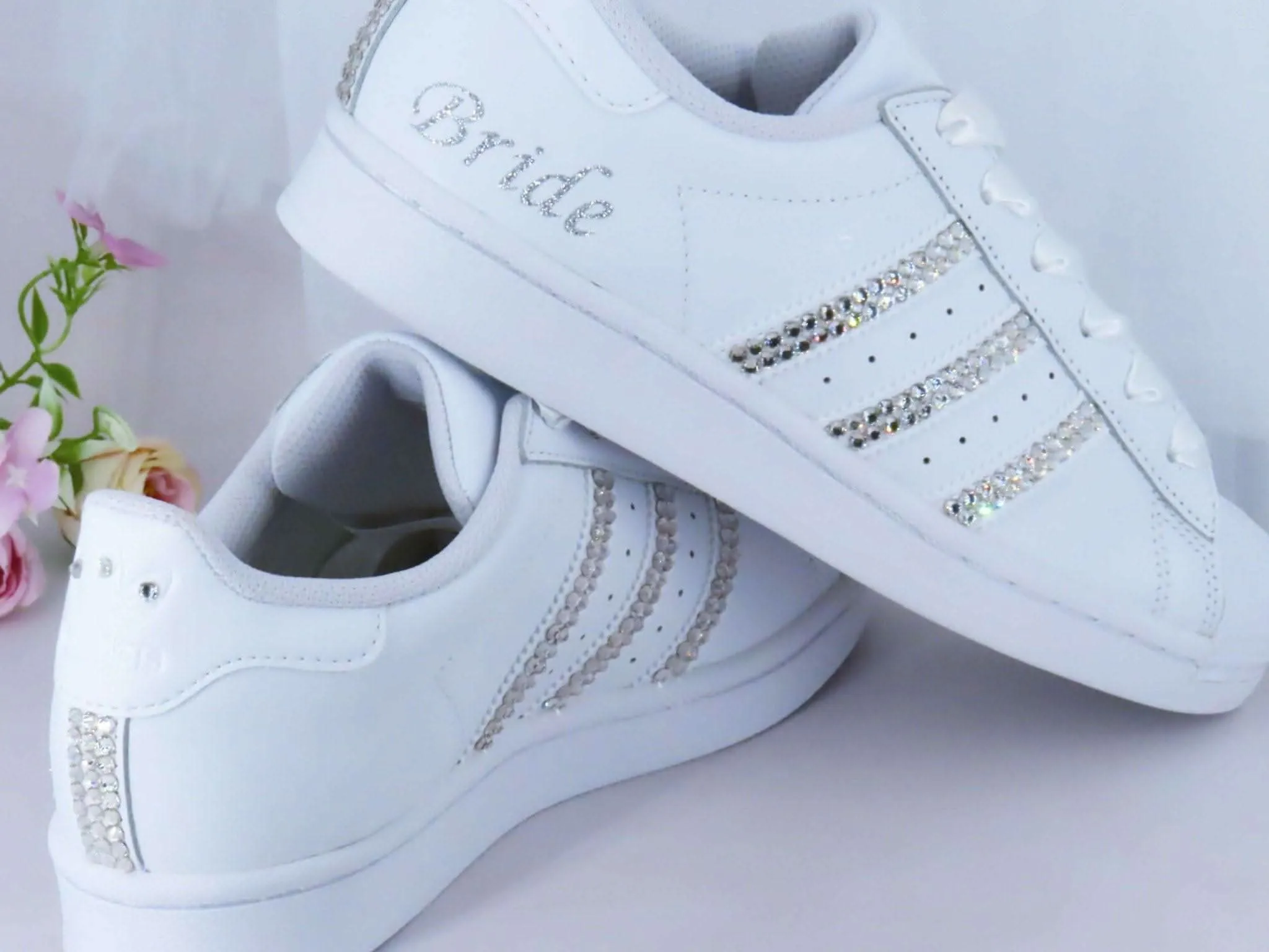 Custom Crystal Personalised Wedding Adidas For Brides.
