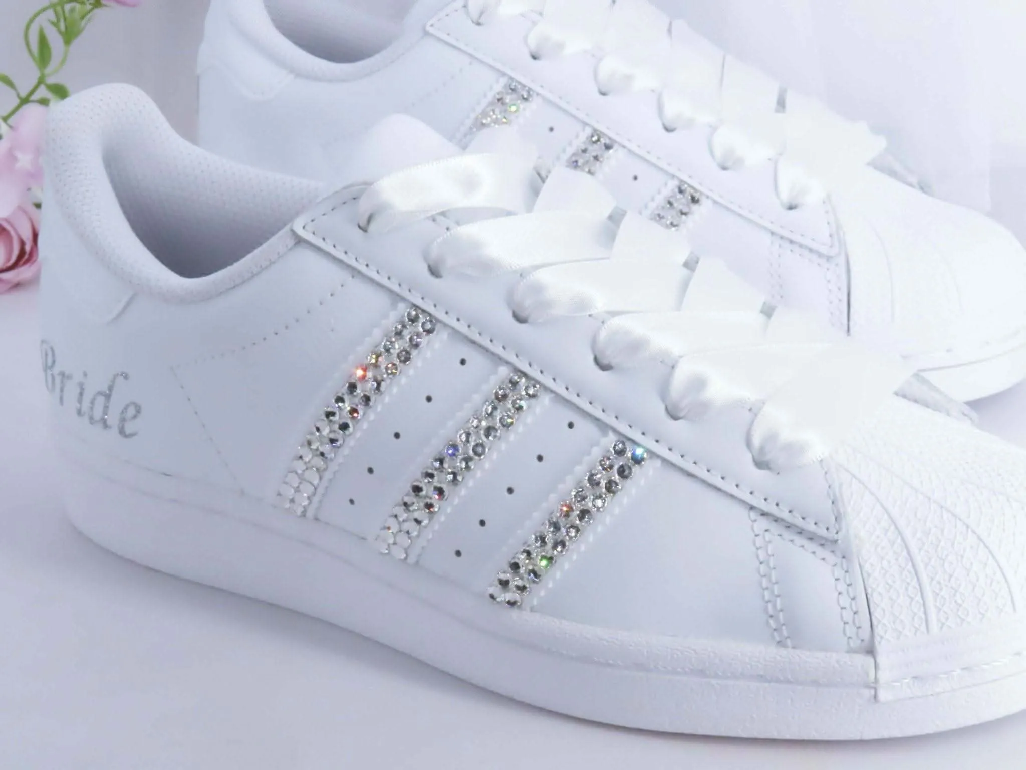 Custom Crystal Personalised Wedding Adidas For Brides.