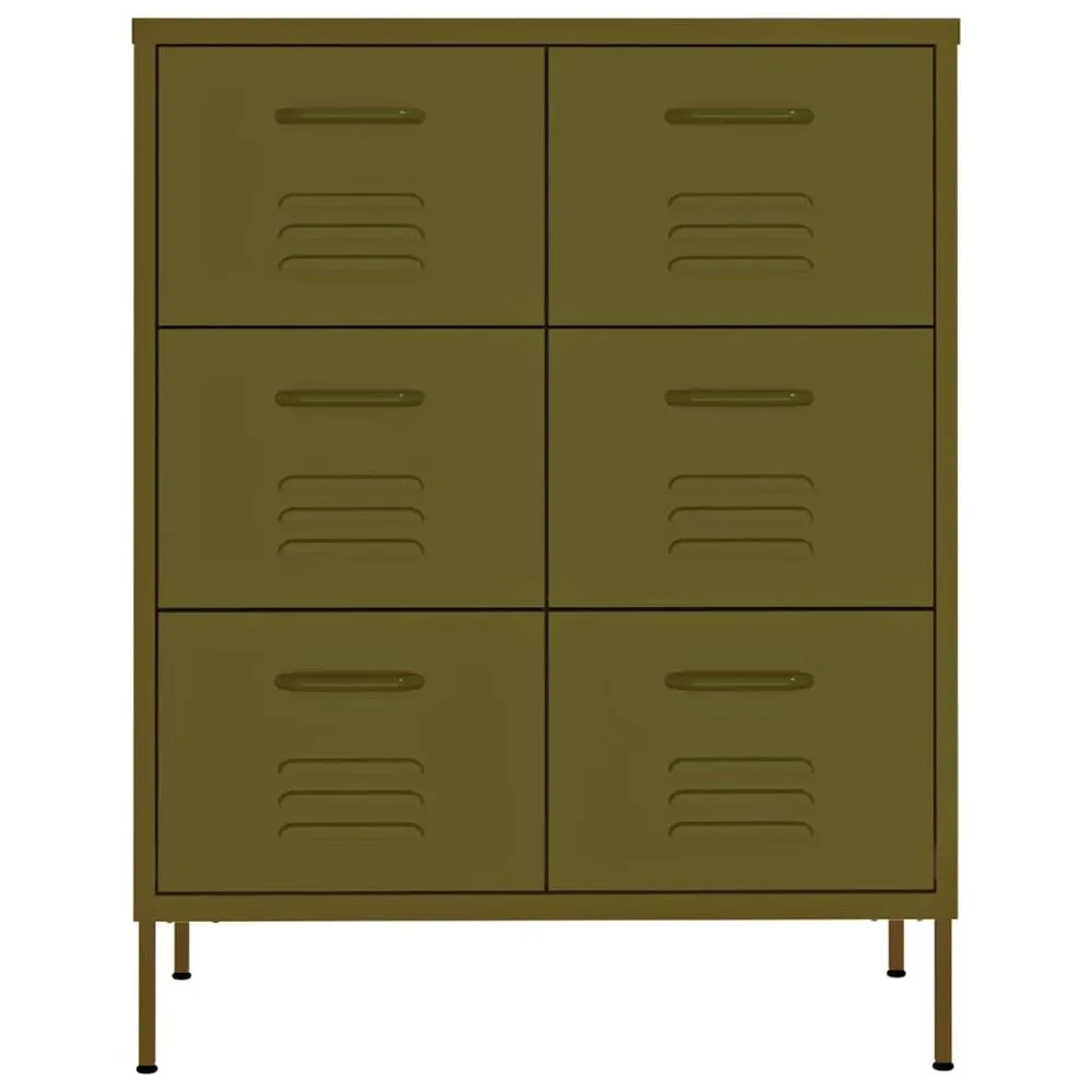 Drawer Cabinet Olive Green 80x35x101.5 cm Steel