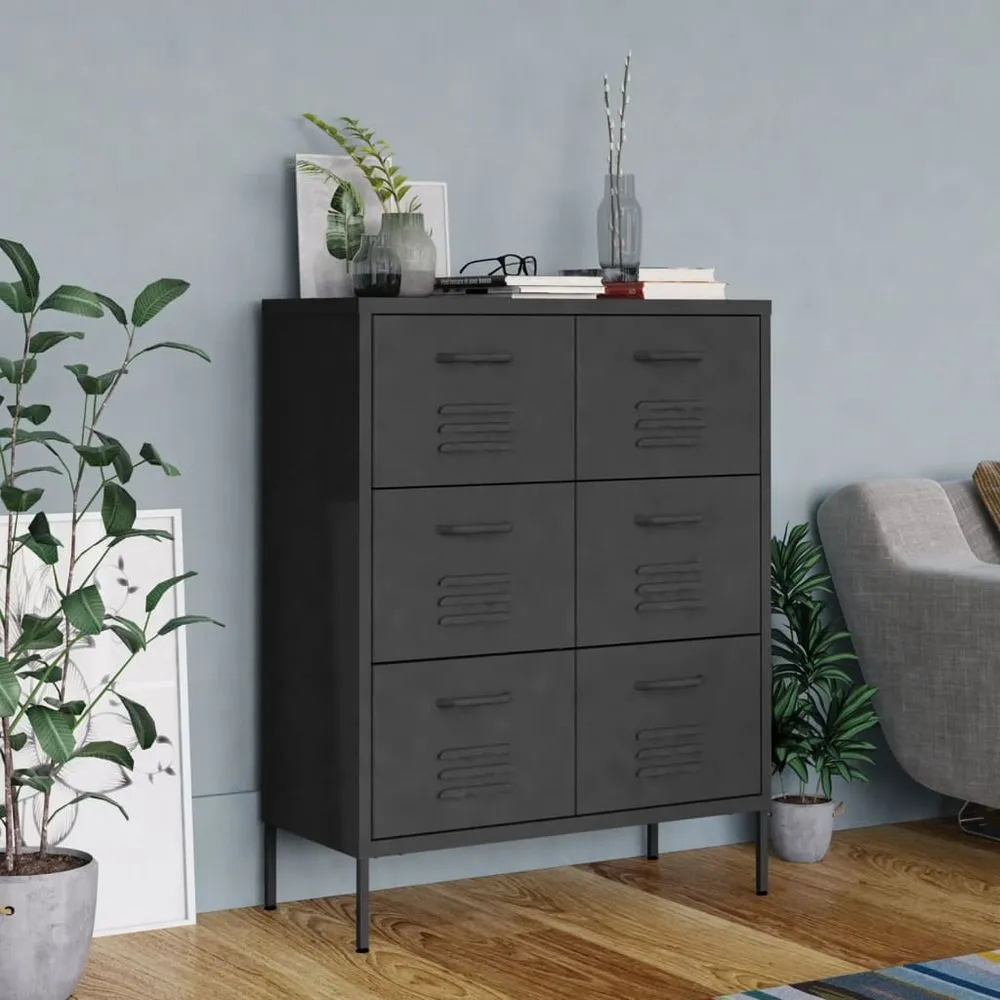 Drawer Cabinet Olive Green 80x35x101.5 cm Steel