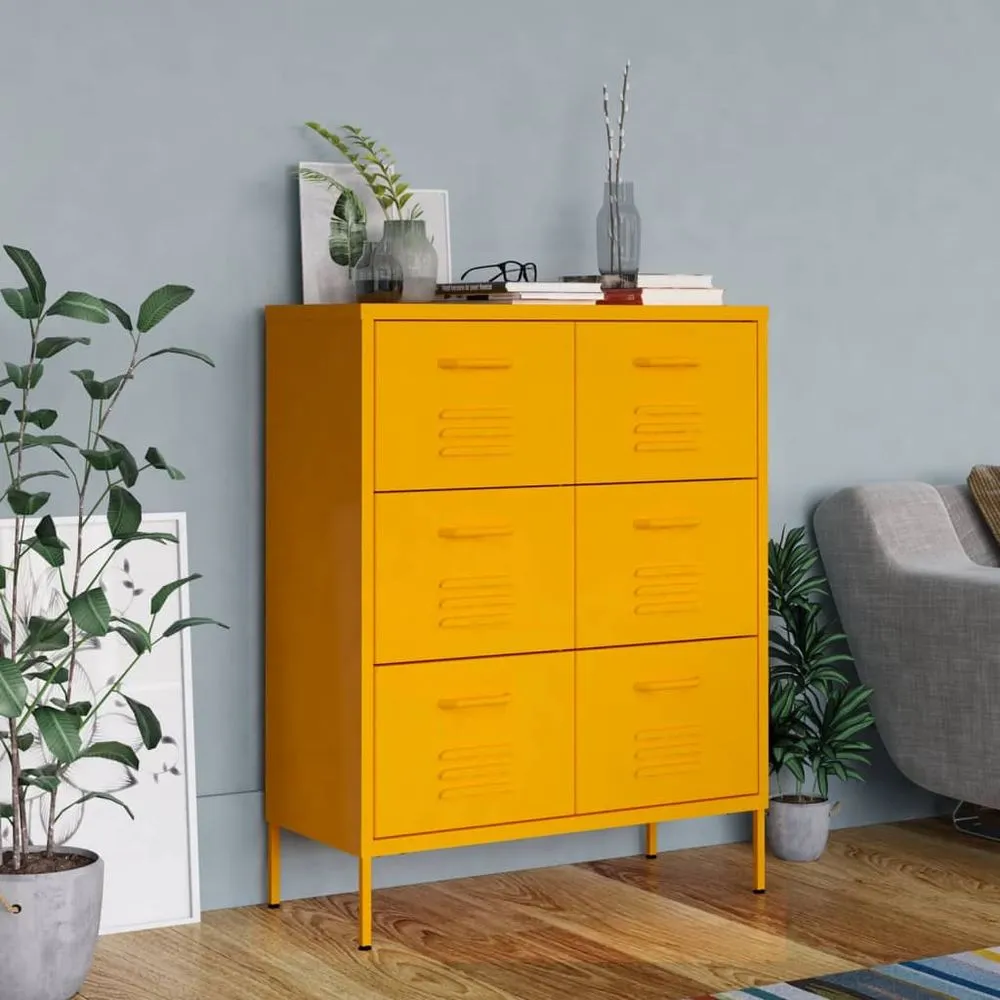 Drawer Cabinet Olive Green 80x35x101.5 cm Steel