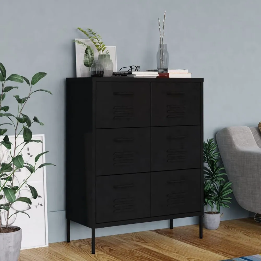 Drawer Cabinet Olive Green 80x35x101.5 cm Steel