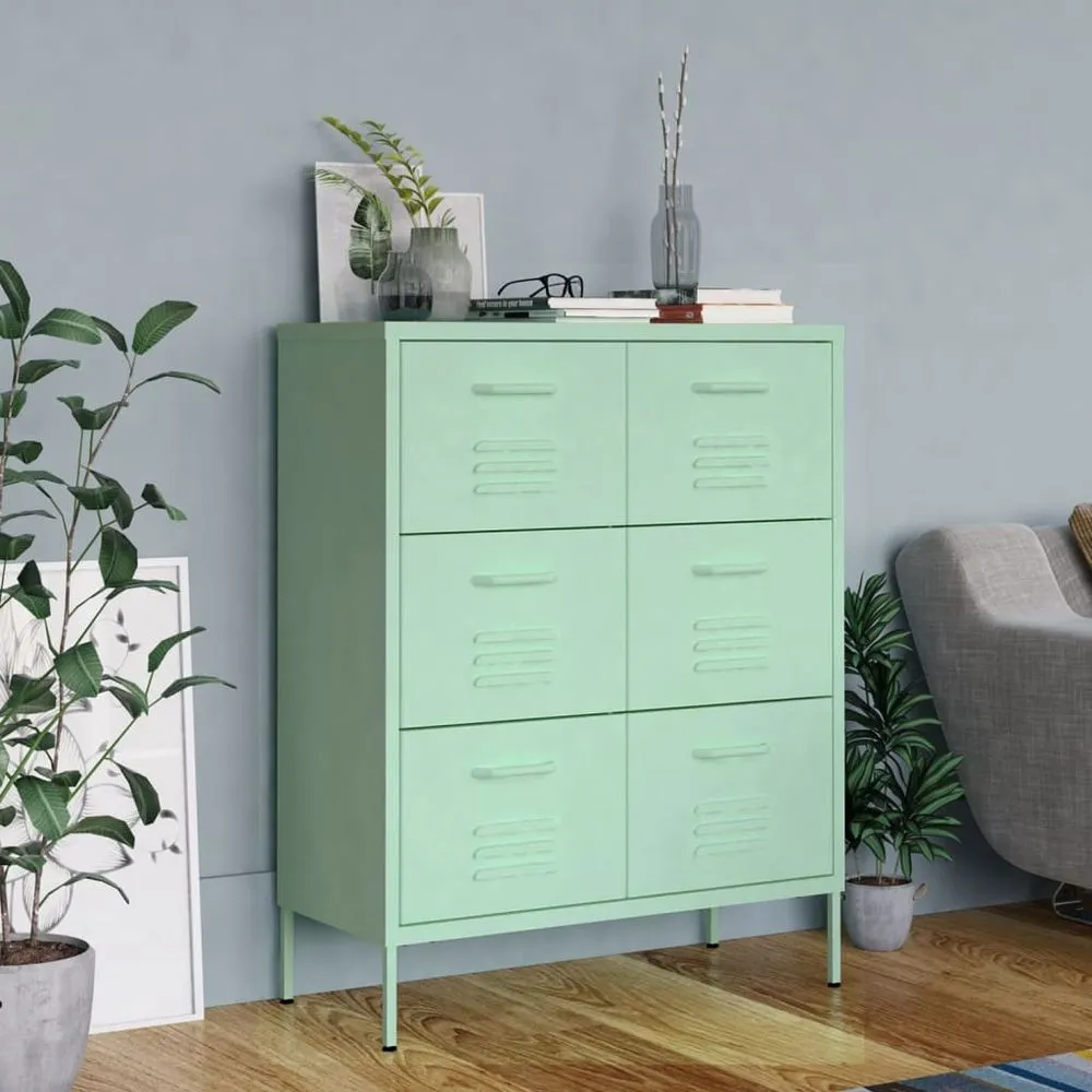 Drawer Cabinet Olive Green 80x35x101.5 cm Steel