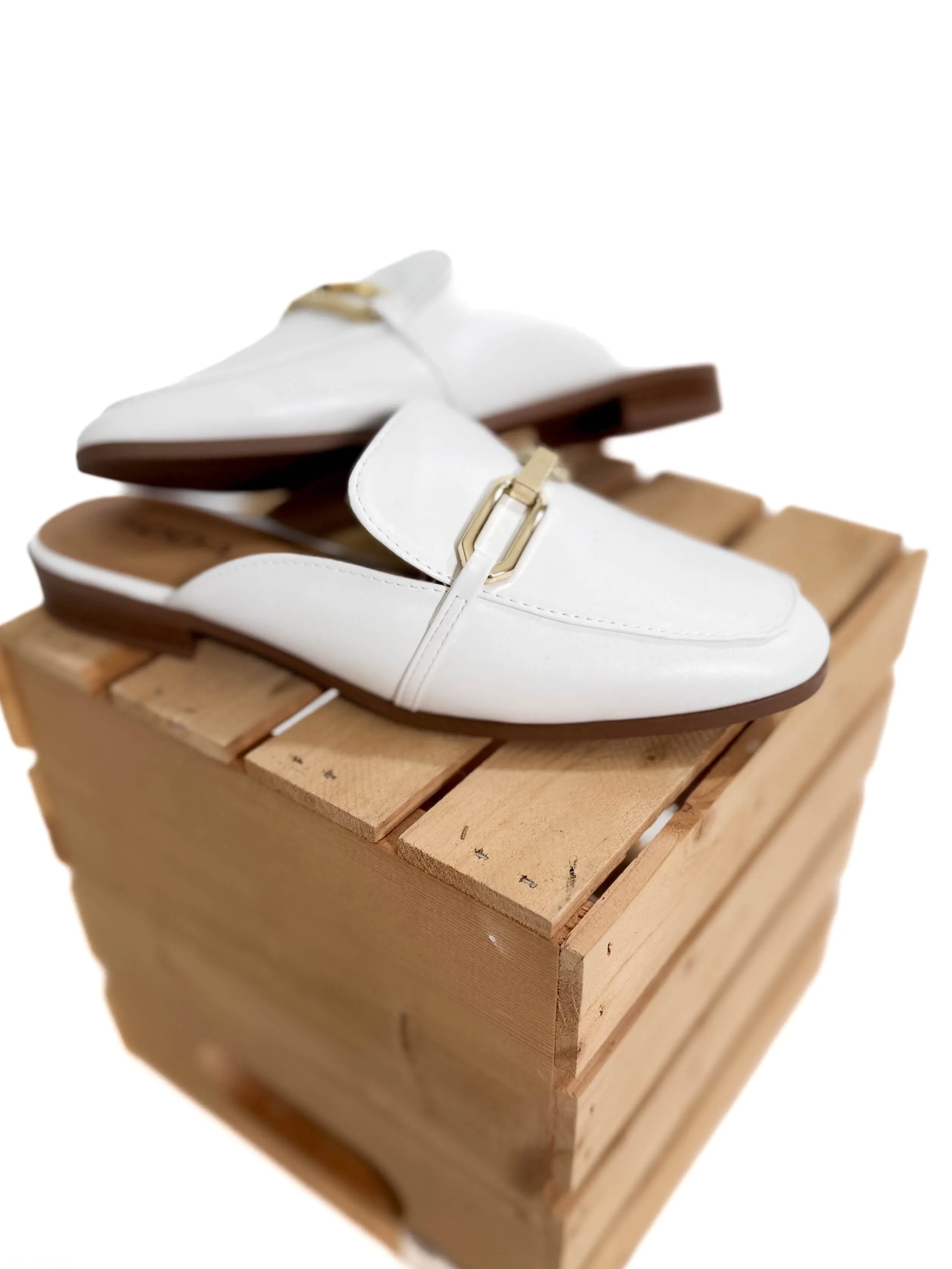 Eleanor Slip On Mule- WHITE-FINAL SALE