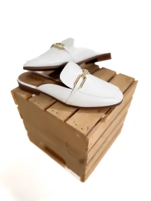 Eleanor Slip On Mule- WHITE-FINAL SALE