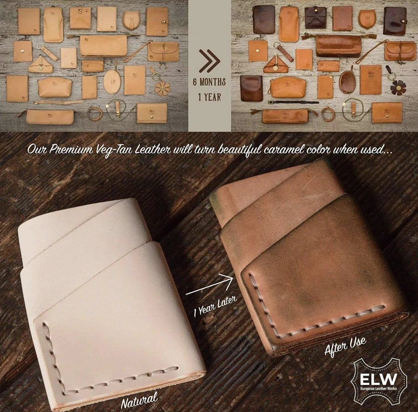 ELW SCRAPS Veg Tan Tooling Cowhide Leather  Lightweight 3-6 oz. (1-2.4mm)