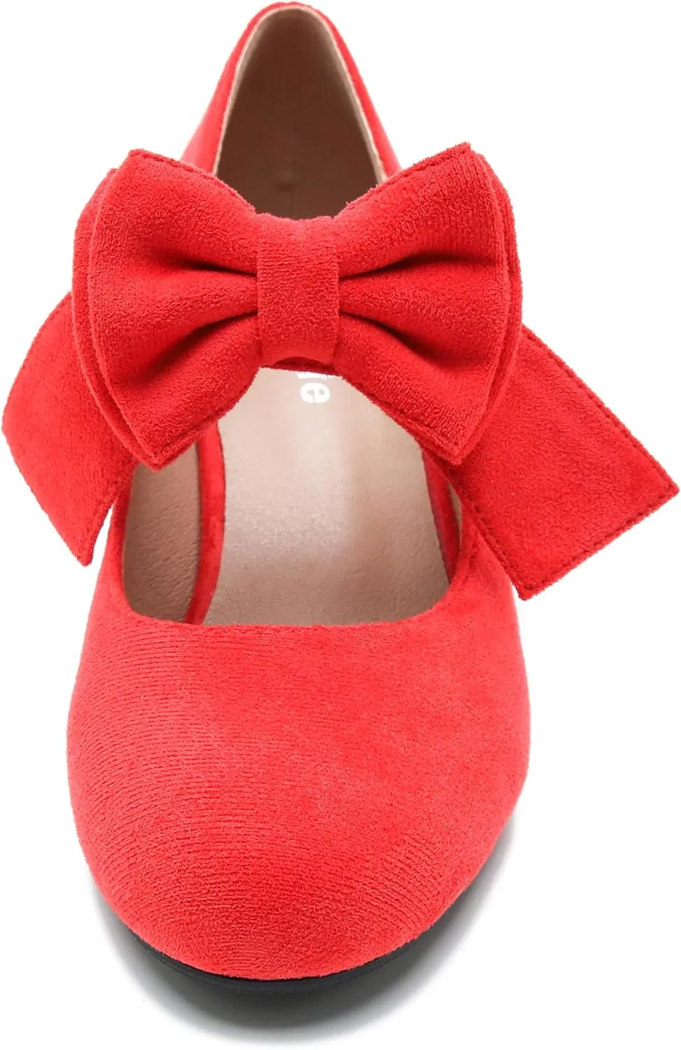 fereshte Womens Bowknot Heels Bow Mary Jane Shoes Closed Toe Chunky Low Block Heel Dress Pumps