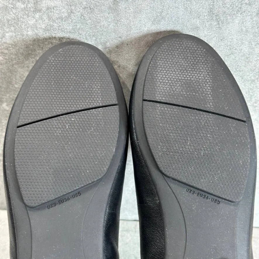 FITFLOP Women's Black Leather Allegro Round-Toe Ballerina Flats SZ 5