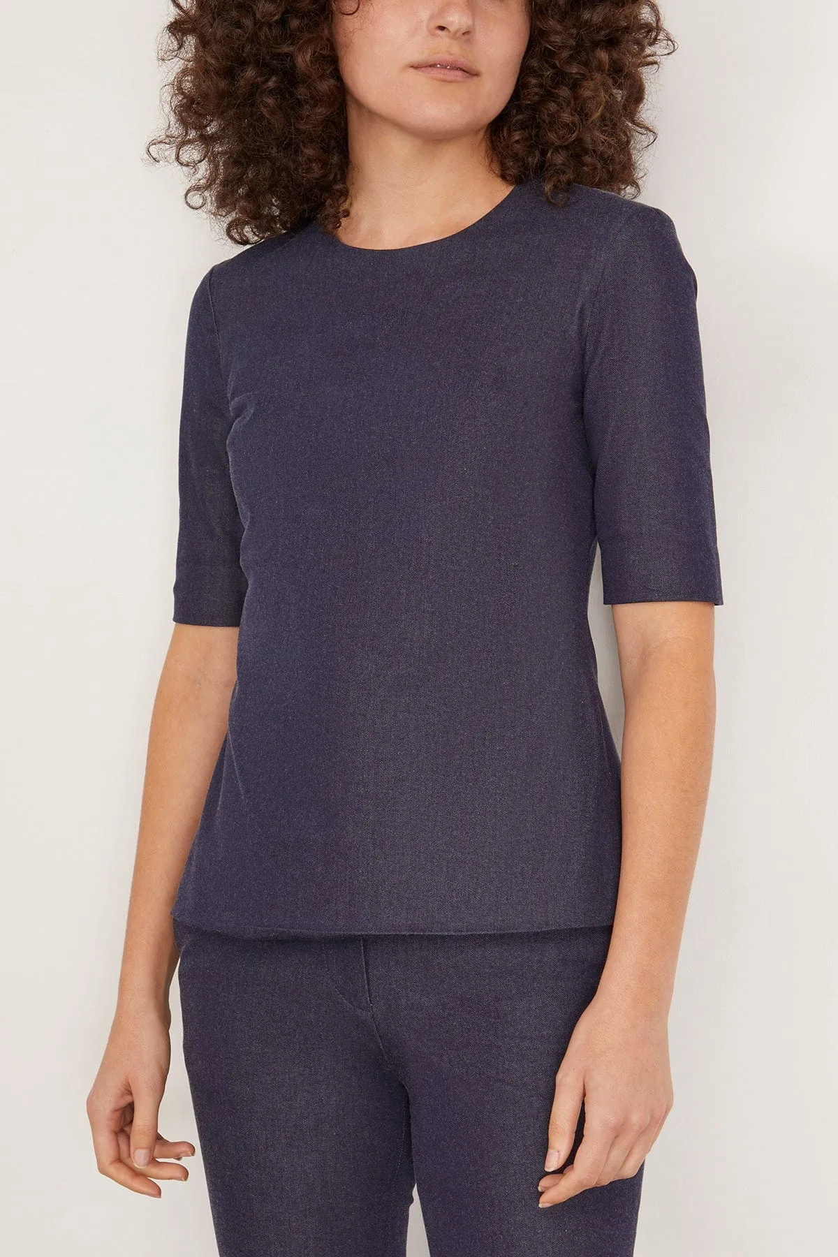 Fitted T-Shirt Top in Indigo