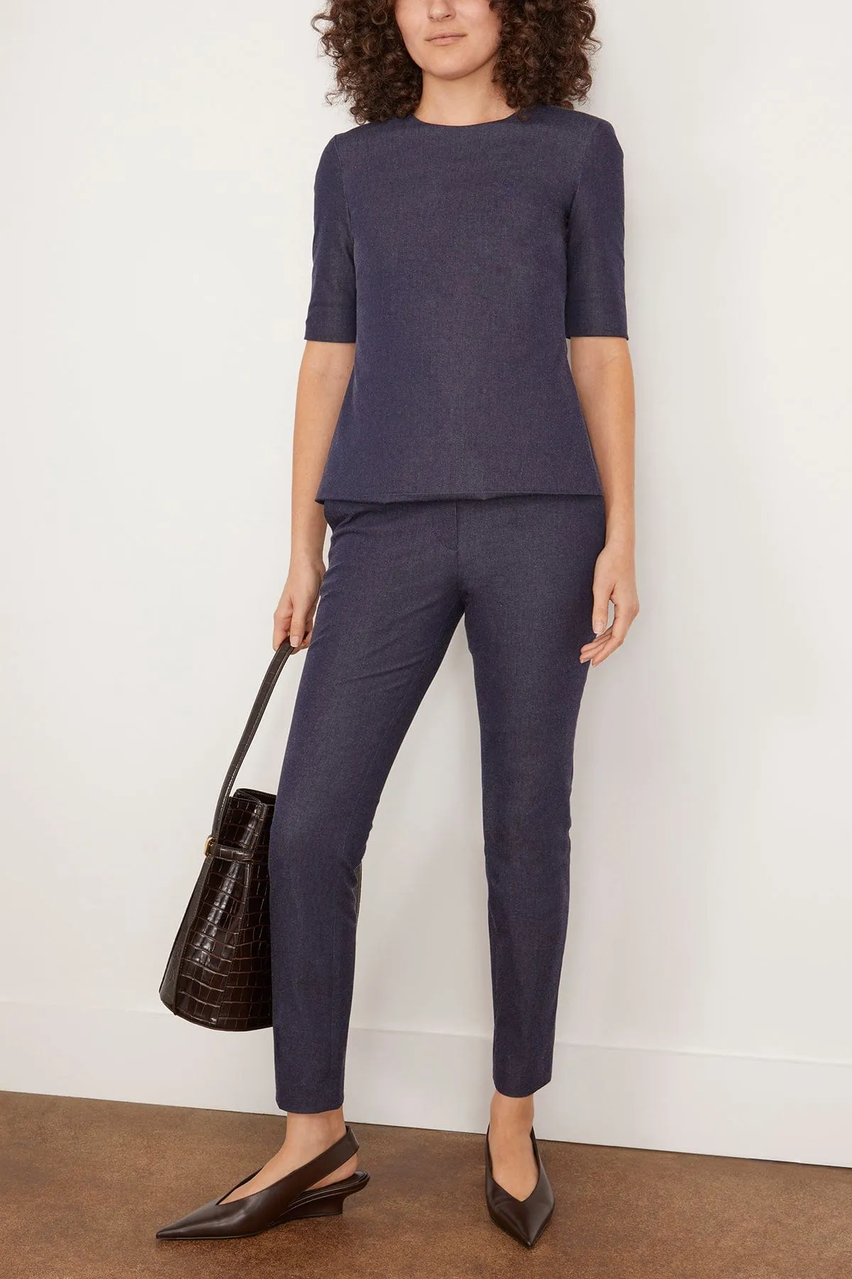 Fitted T-Shirt Top in Indigo