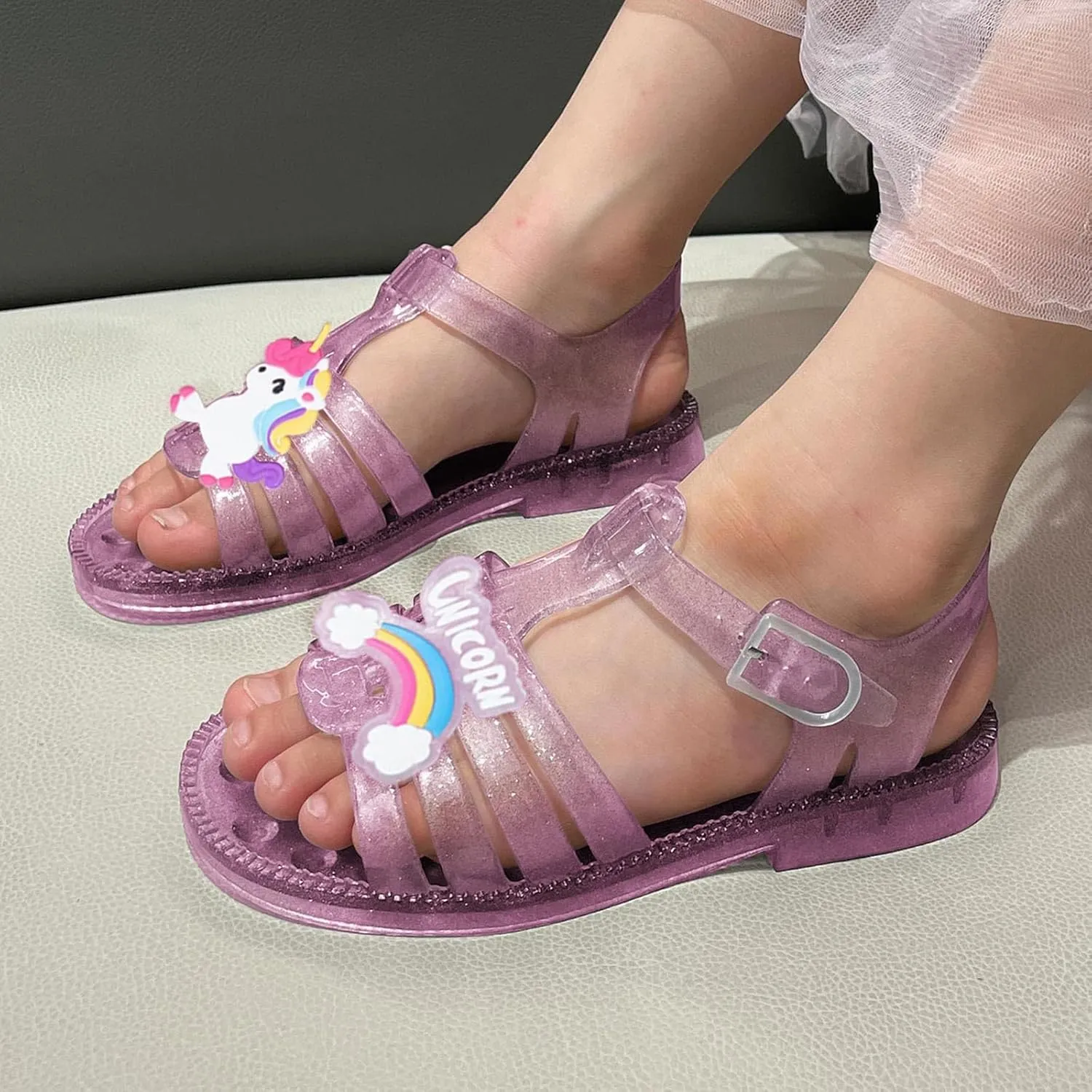Flat Sandals Summer Shoes for Kids Big Kids Summer Girls Sandals Jelly Cloth Flower Fashion Children Open Toe Beach Shoes