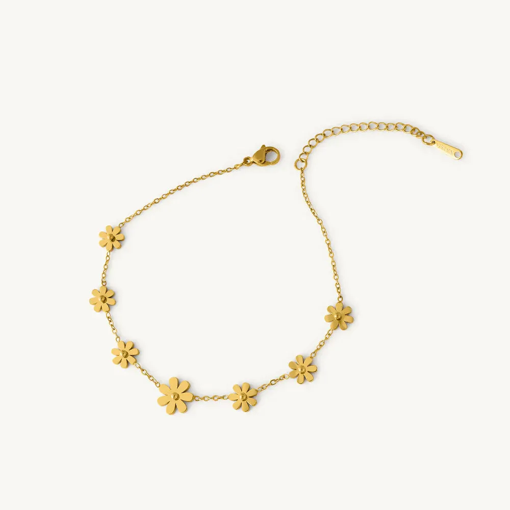Floral Daisy Gold Anklet