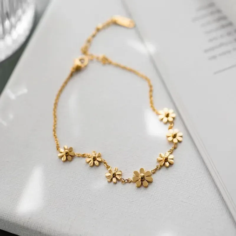 Floral Daisy Gold Anklet