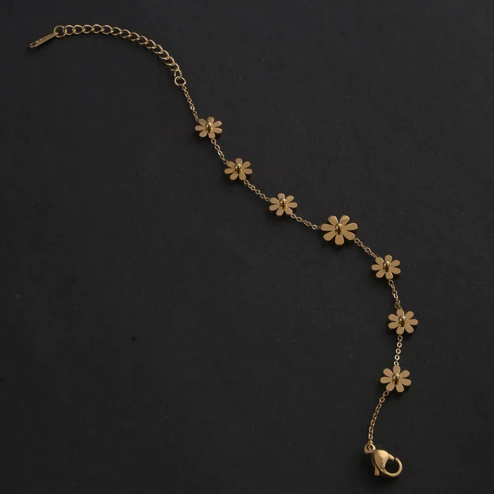 Floral Daisy Gold Anklet