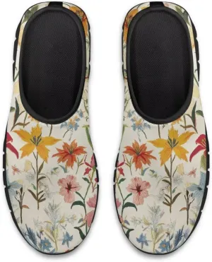 Floral Print Sneakers for Women Casual Low-Top Soft Anti-Skid Sneakers Slip On Lightweight Holiday Travel Shoes for Teen Girls US 5.5-11.5