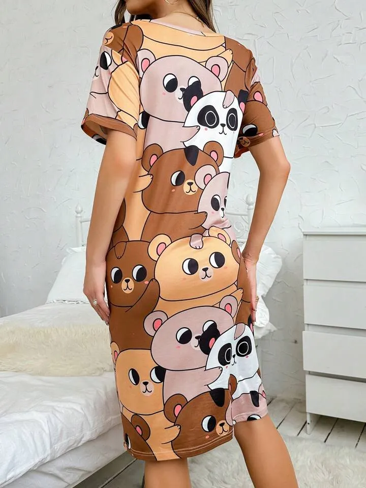 Funky Pandas Printed Long T-shirt for Women