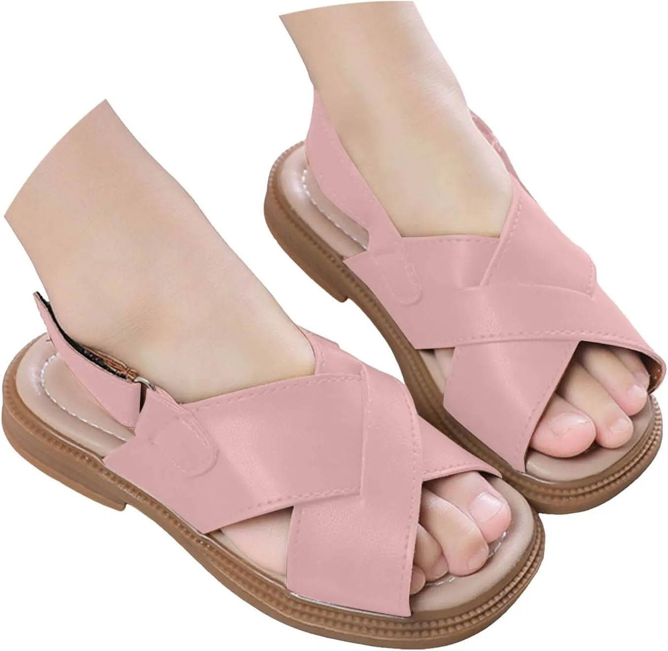 Girls Dress Shoes Toddler Kids Kids' Sandals Summer Girls' Big Beach Shoes Princess Soft Soled Casual For Boys' Babies Open Toes Adjustable Sporty Slides for The Beach and Pool