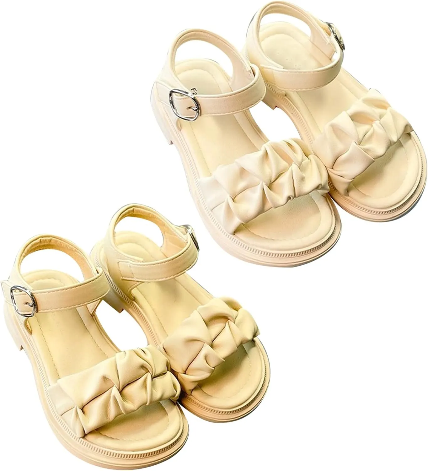 Girls Sandals Open Air Pleated Design Princess Shoes Dress Flat Shoes Casual Fashion for Little Child Big Kids Jelly Sandals for Babies (Green, 3 Big Kids)
