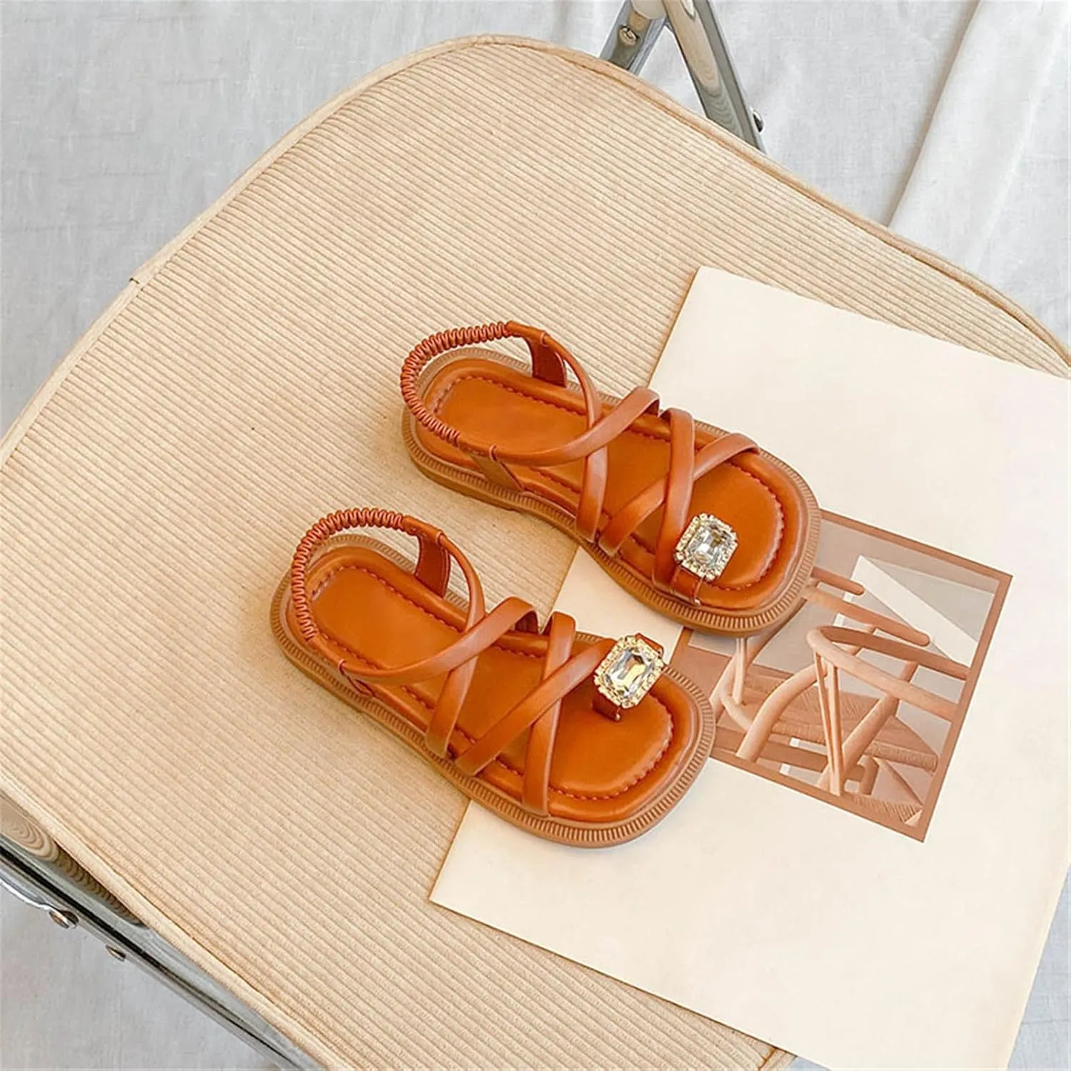 Girls Sandals Open Toe Cute No Heels Dress Sandals Strappy Design Summer Shoes Toddler/Little Kid/Big Baby Mesh