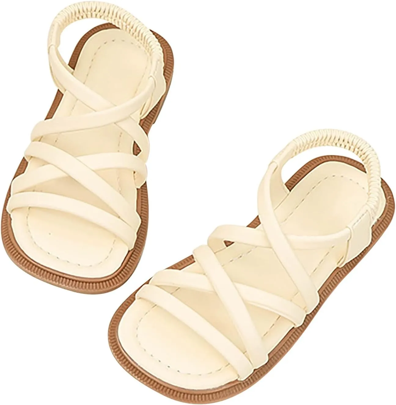 Girls Sandals Strappy Open Toe Outdoor Flats With Elastic Strap Kid Summer Beach Shoes Girl Sandals Size 2 Wide