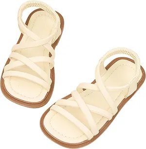 Girls Sandals Strappy Open Toe Outdoor Flats With Elastic Strap Kid Summer Beach Shoes Girl Sandals Size 2 Wide