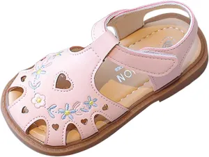 Girls Sandals Summer New Embroidered Baotou Soft Bottom Chinese Sandals White for Toddler Sandles for Girls