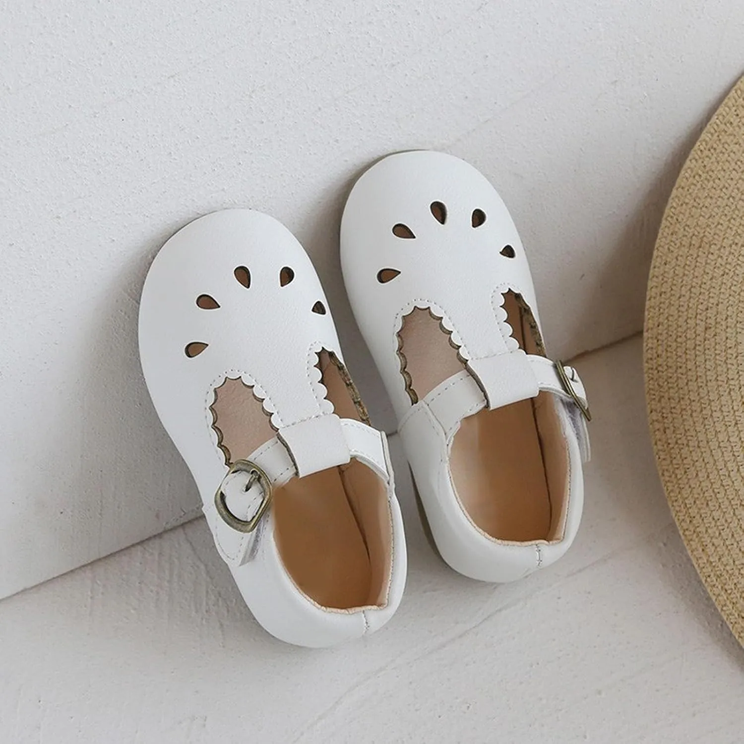 Girls T-Strap Flats Toddle Ballet Mary Jane Dress Shoes for Kids Solid Soft Sole Breathable Walking Party Sandals