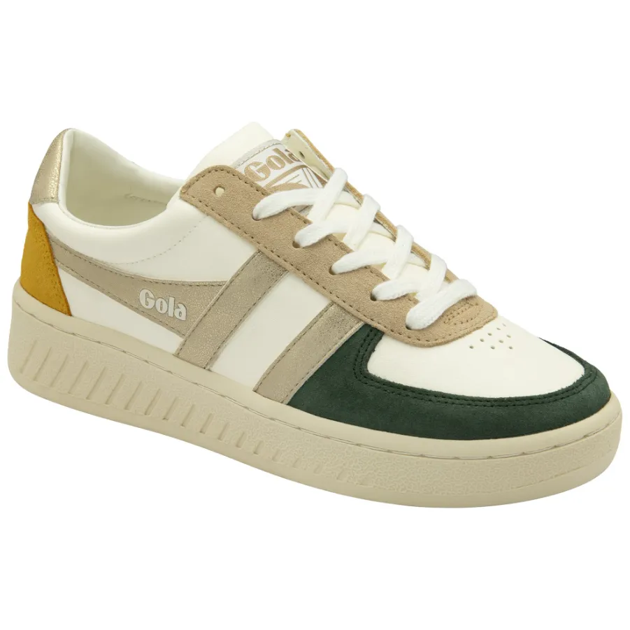 Gola Womens Sneaker Grandslam Quadrant Off White/Evergreen/Gold/Sun