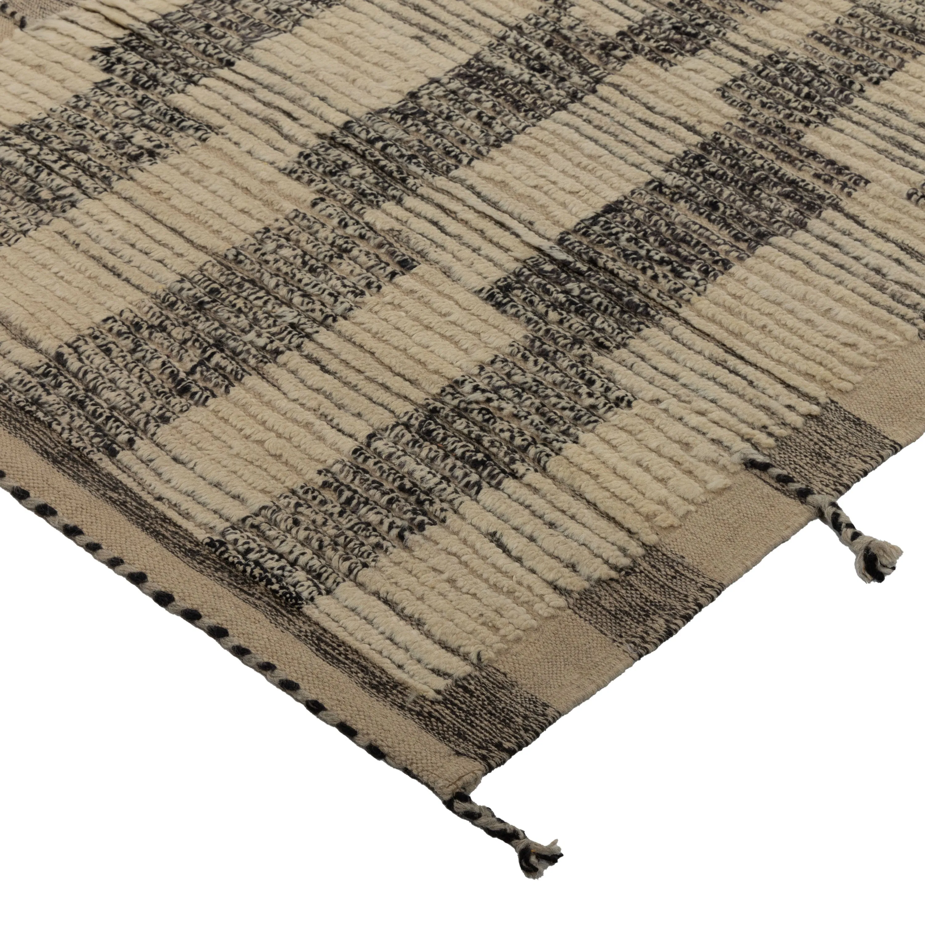 Grey Zameen Transitional Wool Runner - 3'4" x 13'9"