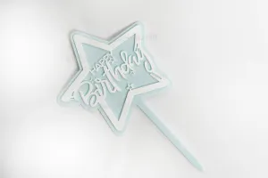Happy Birthday Blue Star Cake Toppers