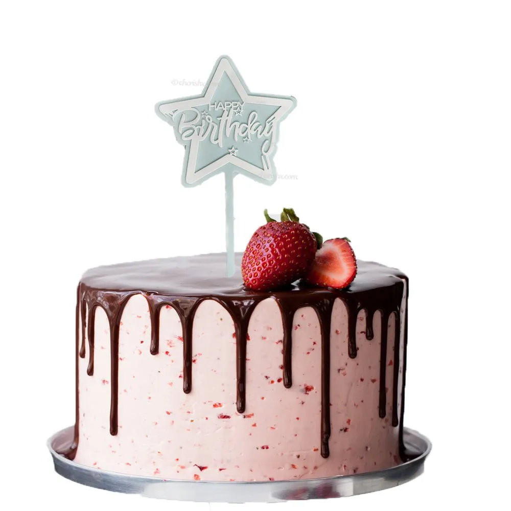 Happy Birthday Blue Star Cake Toppers