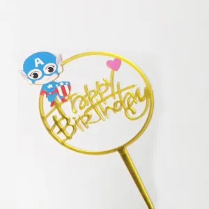 Happy Birthday Captain America Cake Topper