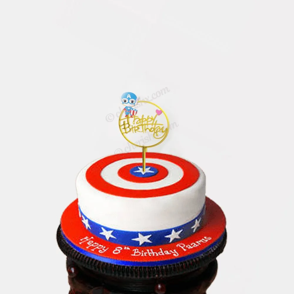 Happy Birthday Captain America Cake Topper