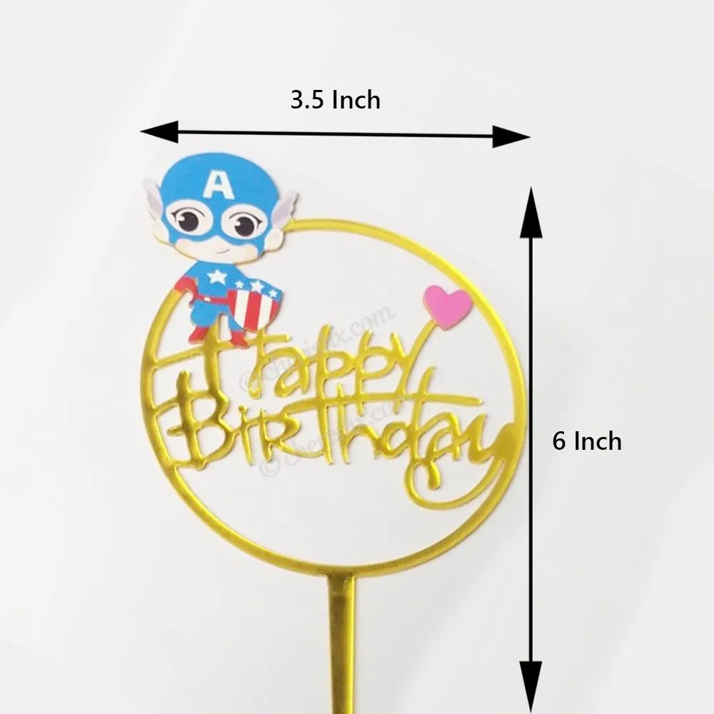 Happy Birthday Captain America Cake Topper