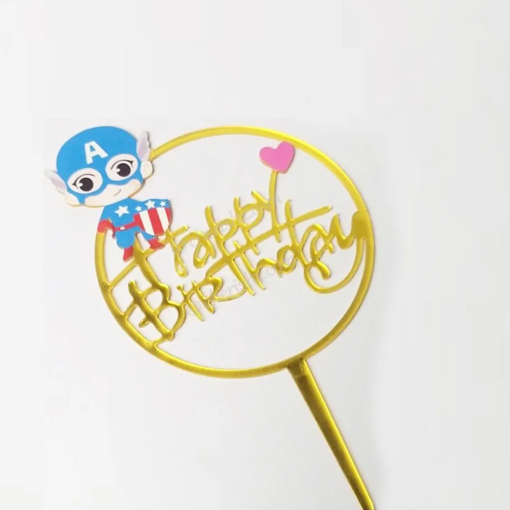 Happy Birthday Captain America Cake Topper