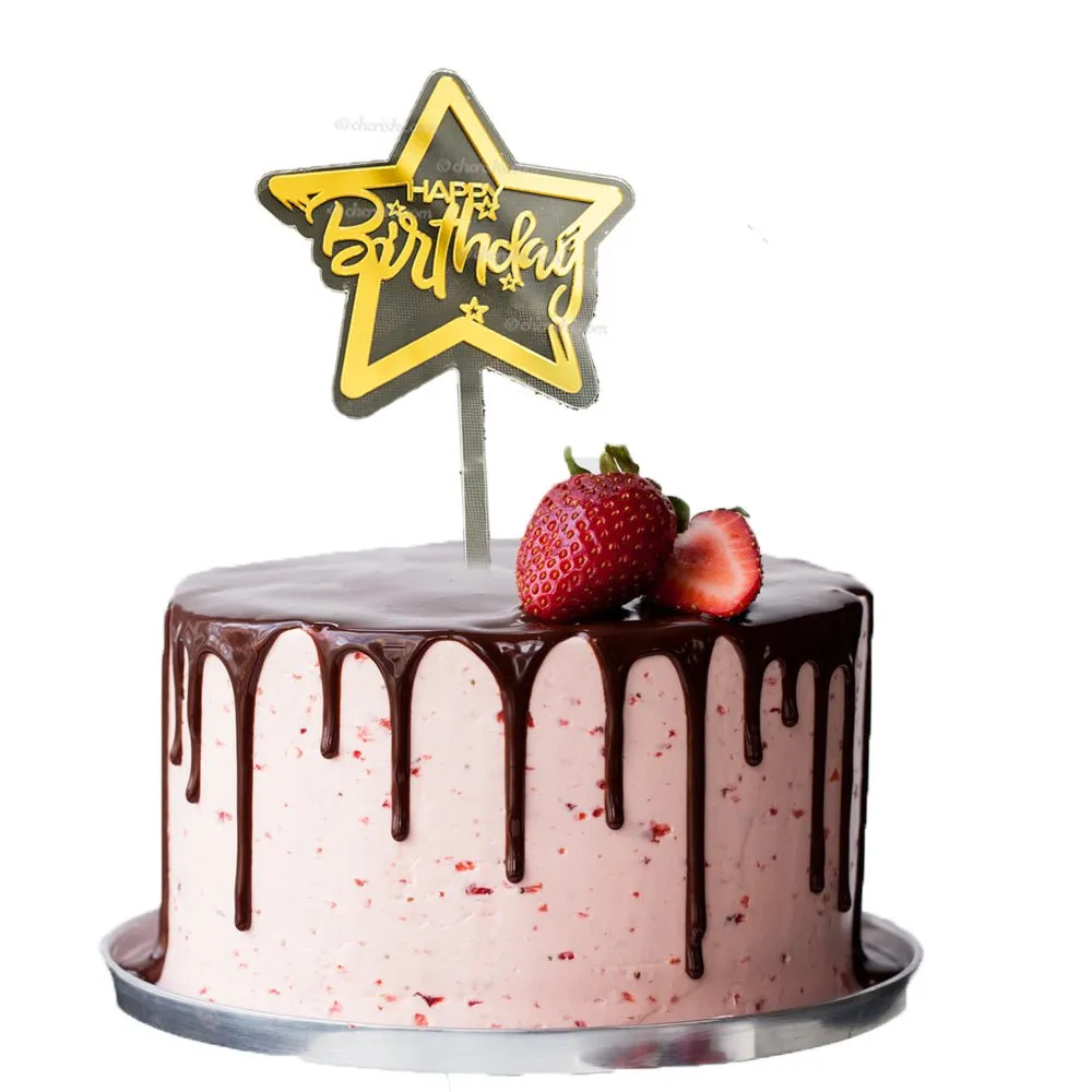 Happy Birthday Golden Star Cake Toppers
