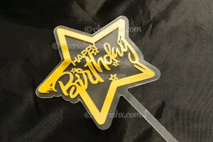 Happy Birthday Golden Star Cake Toppers