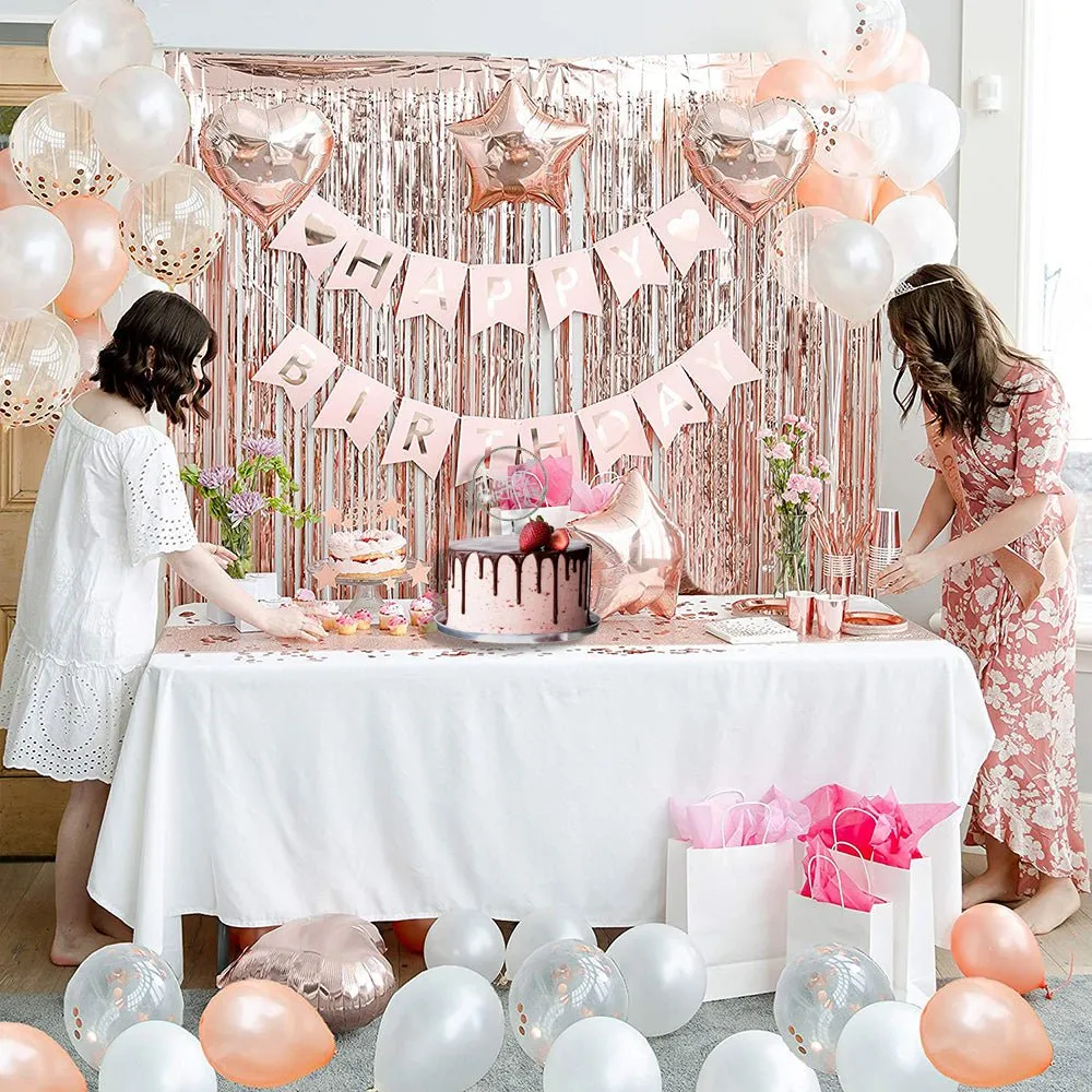 Happy Birthday Silver Round Cursive Cake Toppers
