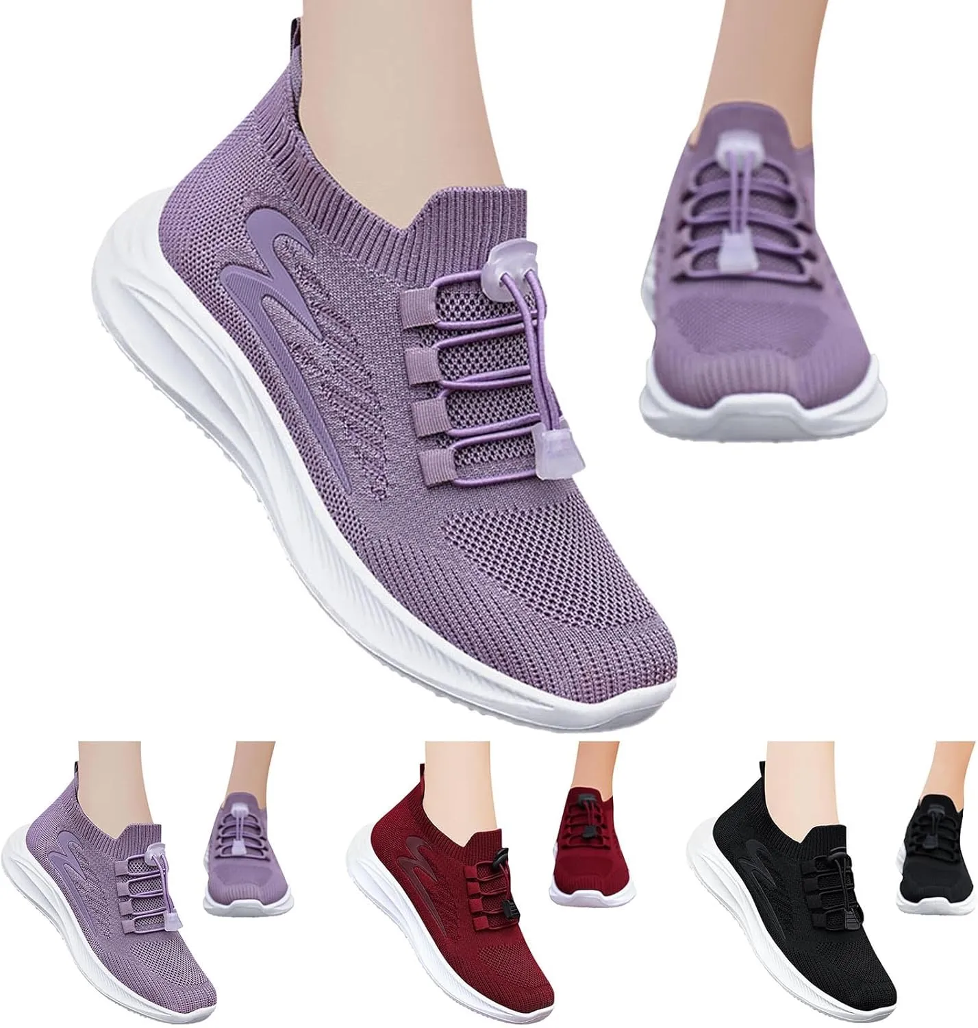 Hbeylia Walking Shoes for Women Casual Lace Up Lightweight Tennis Running Shoes Breathable Flying Woven Mesh Upper Casual Running Shoes Memory Foam Tennis Shoes Workout Footwear Non-Slip Gym Sneakers