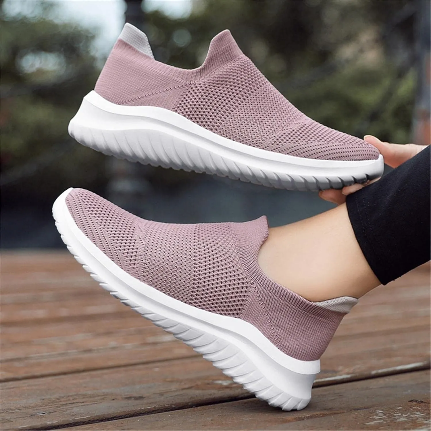 Hbeylia Women's Men's Walking Running Shoes Fashion Sneakers Casual Breathable Mesh Stretch Memory Foam Non Slip Athletic Hiking Tennis Trainer Sport Shoes For Women Men Driving Workout Fitness