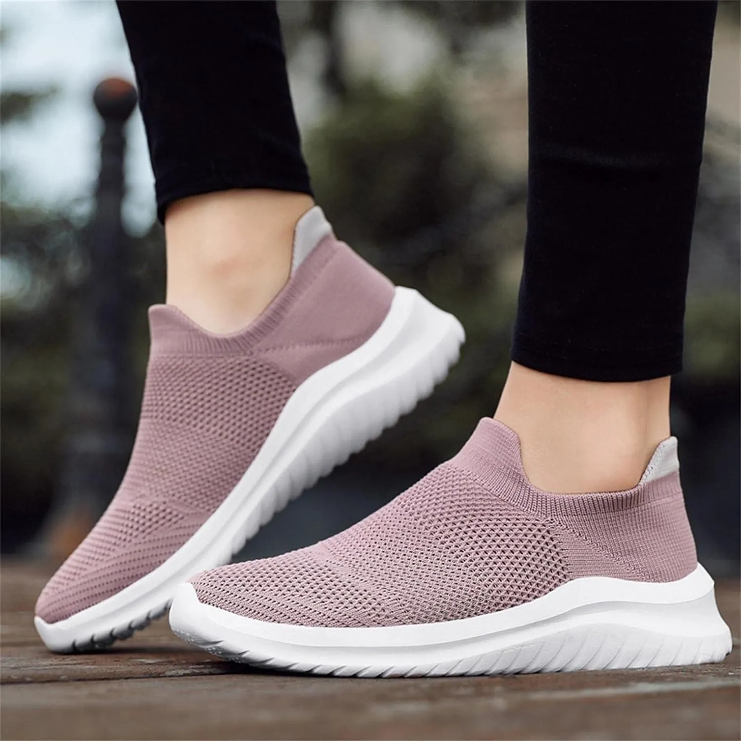 Hbeylia Women's Men's Walking Running Shoes Fashion Sneakers Casual Breathable Mesh Stretch Memory Foam Non Slip Athletic Hiking Tennis Trainer Sport Shoes For Women Men Driving Workout Fitness
