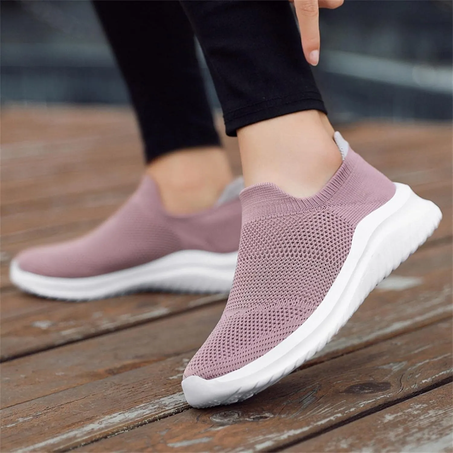 Hbeylia Women's Men's Walking Running Shoes Fashion Sneakers Casual Breathable Mesh Stretch Memory Foam Non Slip Athletic Hiking Tennis Trainer Sport Shoes For Women Men Driving Workout Fitness