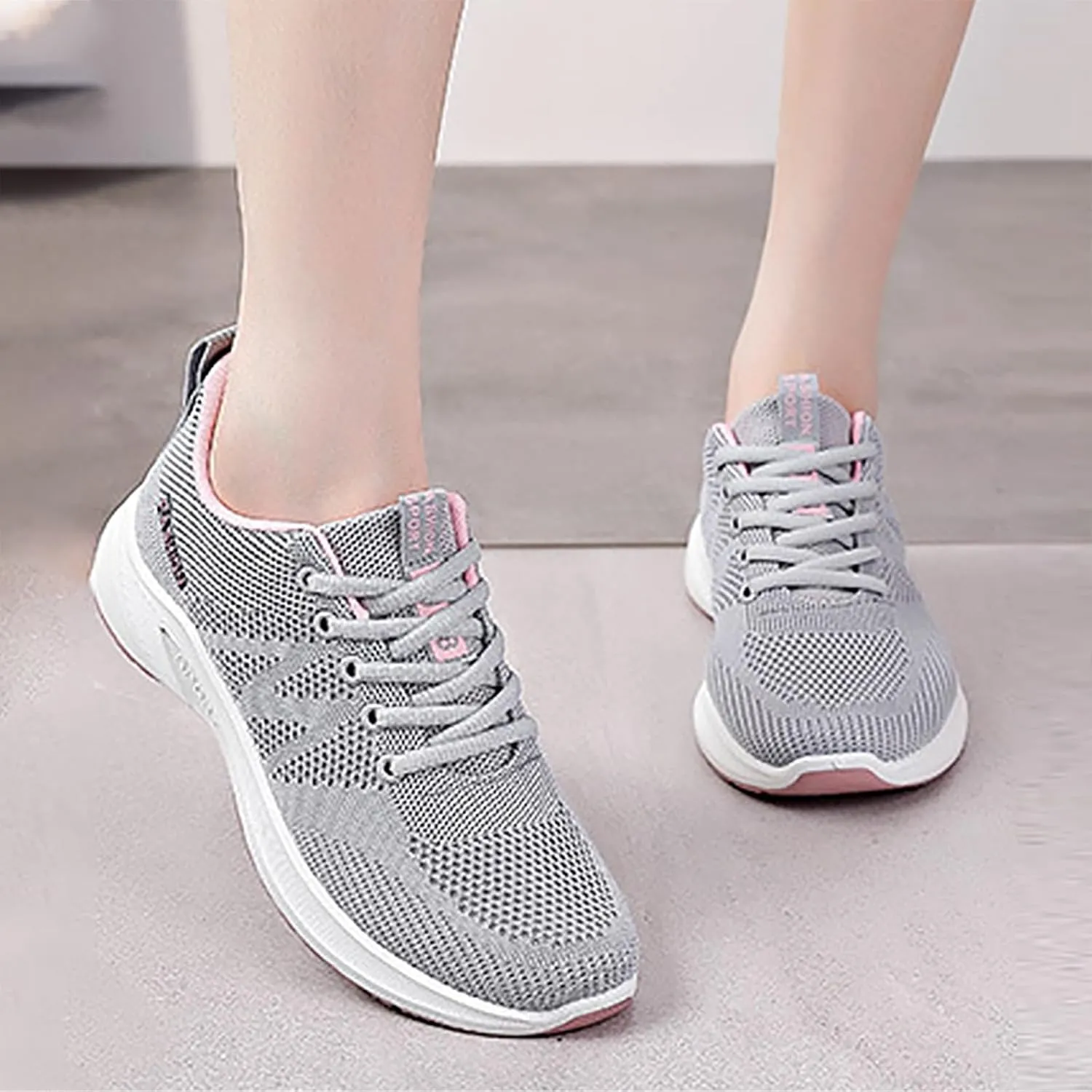 Hbeylia Womens Slip On Running Shoes Comfortable Tennis Workout Sneakers Non Slip Walking Shoes Lightweight Gym Workout Shoes Breathable Fashion Lace Up Sneakers