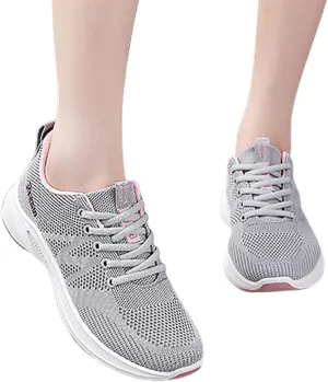 Hbeylia Womens Slip On Running Shoes Comfortable Tennis Workout Sneakers Non Slip Walking Shoes Lightweight Gym Workout Shoes Breathable Fashion Lace Up Sneakers