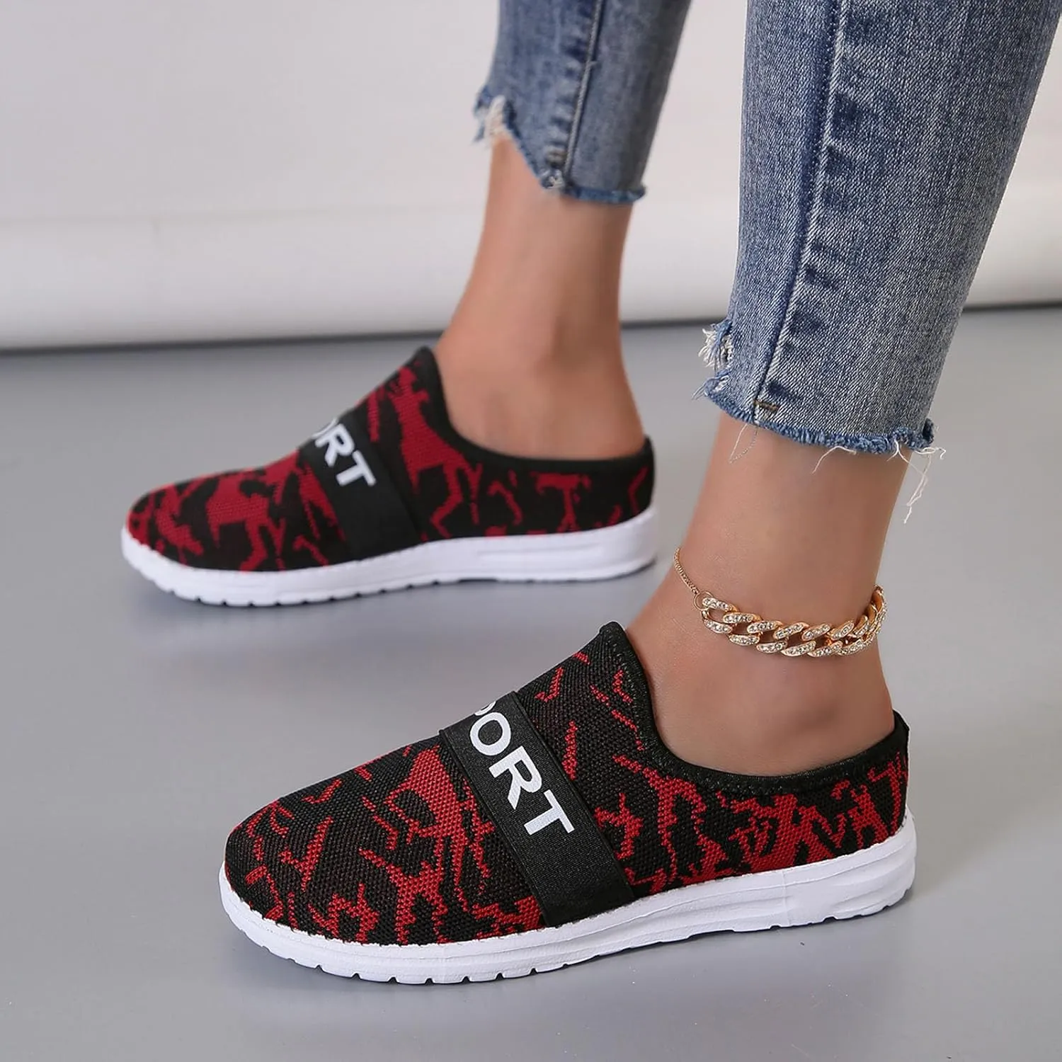 Hbeylia Women's Walking Shoes Fashion Slip On Sock Sneakers Lightweight Breathable Hollow Out Mesh Upper Backless Running Shoes Sandals Workout Footwear Non-Slip Play Sneakers